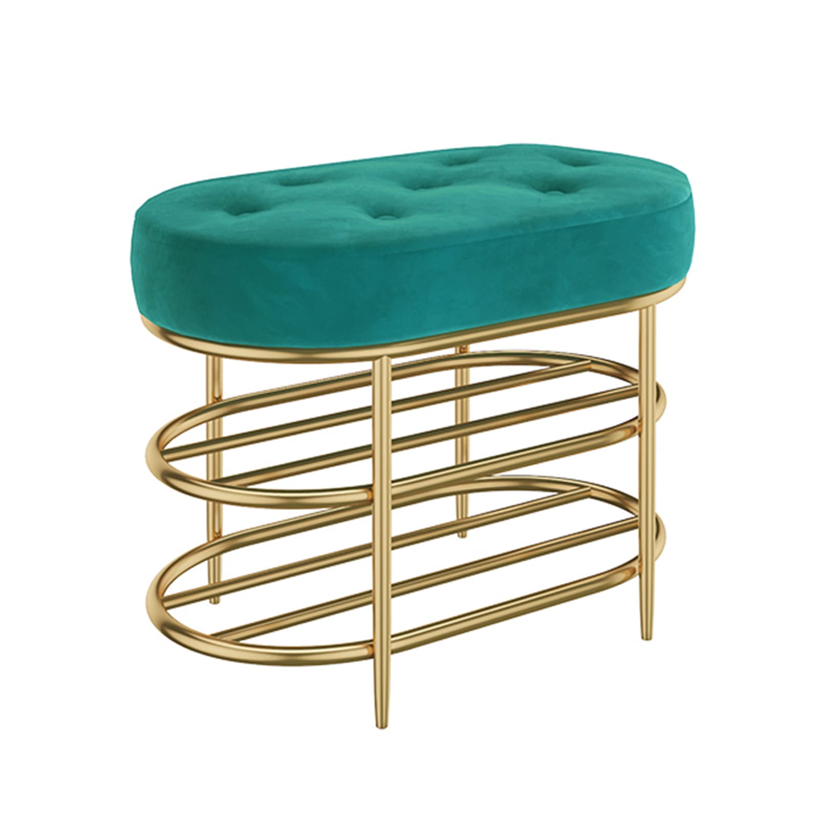 LWJSOCP Velvet Upholstered Shoe Bench for Living Room & Office SpaceSaving Changing Stool Button Tufted Footrest Green 60x35x45cm (24x14x18in)