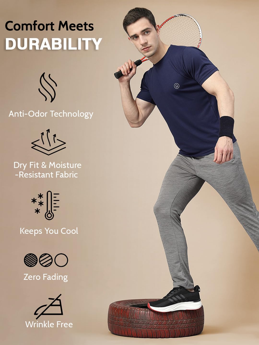 CHKOKKO Men Polyester Solid Quick Dry Half Sleeve Regular Fit Round Crew Neck Active Sportswear Gym T-Shirt for Workout Training Running and Fitness Activities CHKOKKO Men Polyester Solid Quick Dry Half Sleeve Regular Fit Round Crew Neck Active Sportswear Gym T-Shirt for Workout Training Running and Fitness Activities