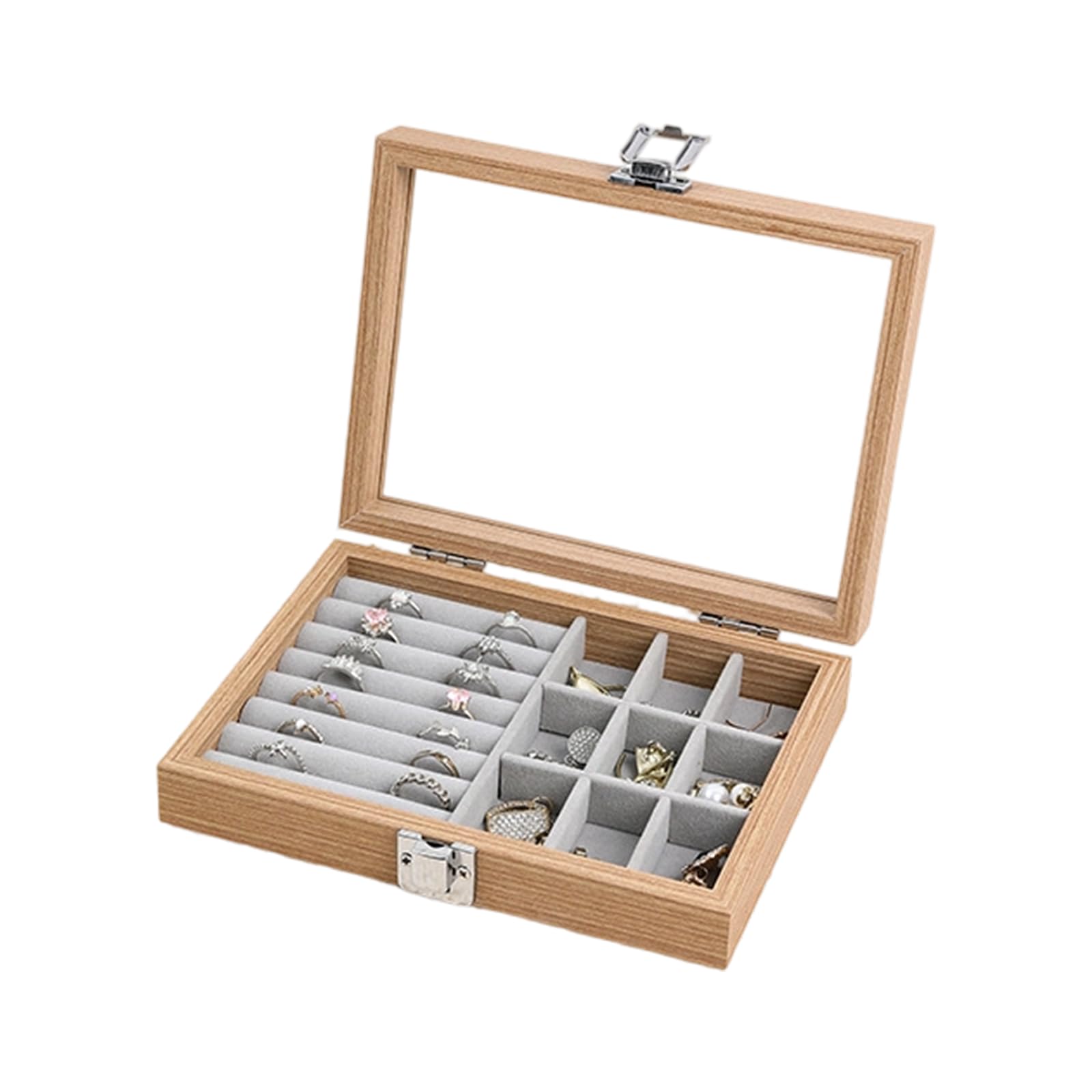 YPBEW Wood Jewelry Case with Covers Necklace and Rings Organiser with Dustproof Lid Elegant Women Accessories Storage Box Jewelry Holder