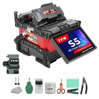 TFN Fiber Fusion Splicer SM&MM Automatic Optical Fiber Fusion Splicer FTTH Welding Splicing Machine 4.3 Touch Screen Fastest 6s Splicing 15s Heating 5200mAh Battery Fiber Splicer Machine