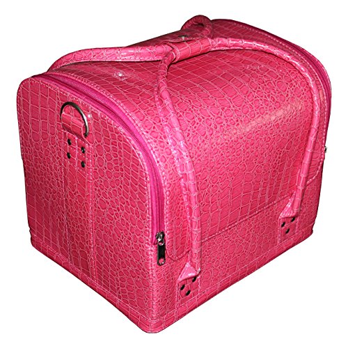 Preisvergleich Produktbild Kosmetikkoffer, Beauty Case, Schminkkoffer - Pink Kroko