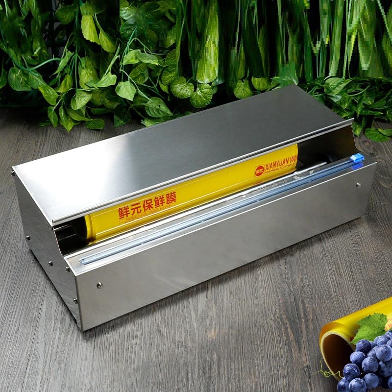 Dispensador de Film Alimentario de Acero Inoxidable, Dispensador Manual de Film Alimentario con Cuchilla Deslizante, Máquina Grande para Envolver con Film Estirable, Dispensador de Film