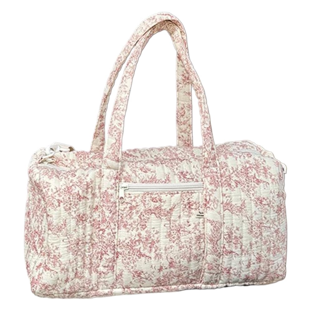Quilted Duffle Bag For Women Cute Weekender Bag Floral