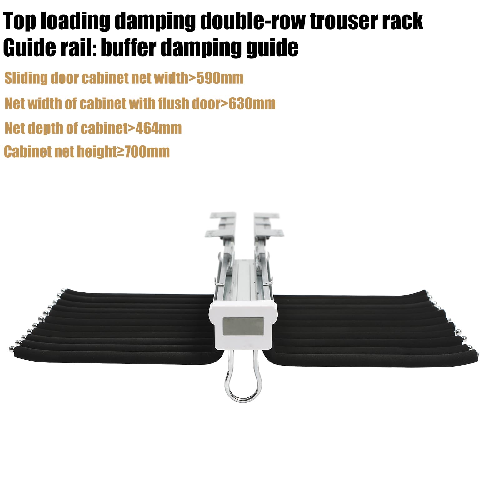 Pull Out Trousers Rack, 22 Arms Steel Pull Out Pants Rack Pants Hanger Bar Clothes Organizers for Closet,Maximum Load 33lbs, Space Saving, 23.2x18.1x3.7inch (Black)