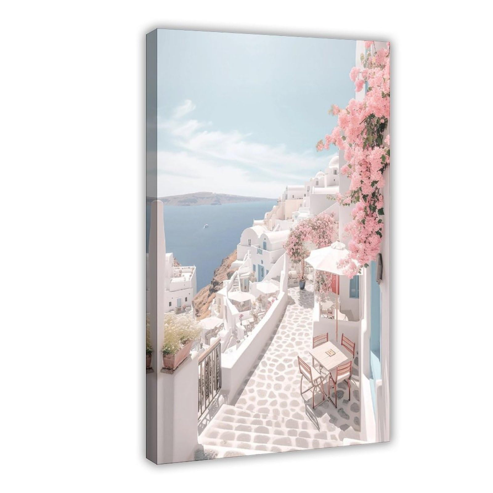 Bareronor Santorini Street (2) Canvas Poster Bedroom Decor Landscape Office Room Decor Gift 24" L X 36" W