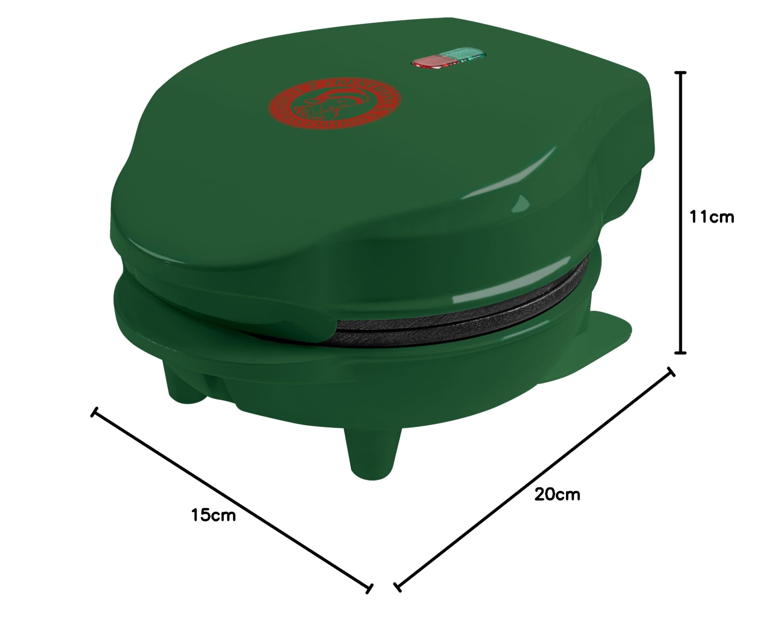Bestron Mini Gofrera, Christmas Edition, Edición Limitada, Waffle Maker con revestimiento antiadherente, ideal para Navidad, fiestas o como regalo, tamaño del waffle: 10 cm, Color: verde mate