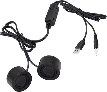 USB Mini Computer Speakers for Desktop Laptop Small PC Speakers USB-Powered 3.5mm TRS Stereo Jack with Volume Control Adjustment for MP3 Phone-1.2M/3.9FT