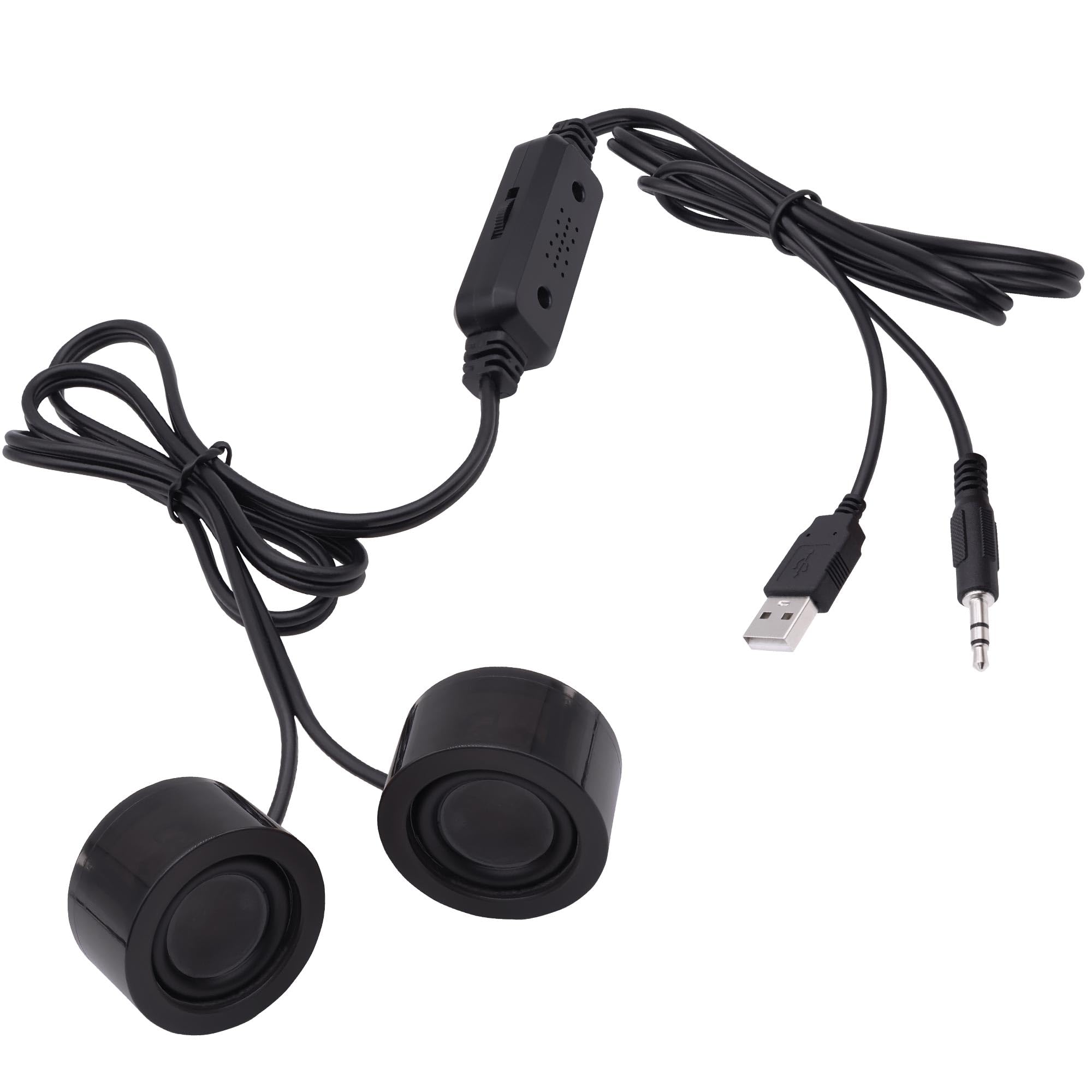 Mini USB Speaker for Laptop Desktop Computer Small PC Speaker USB Powered 3.5mm Stereo TRS Jack with Volume Adjustment for Phone MP3 -1.2M