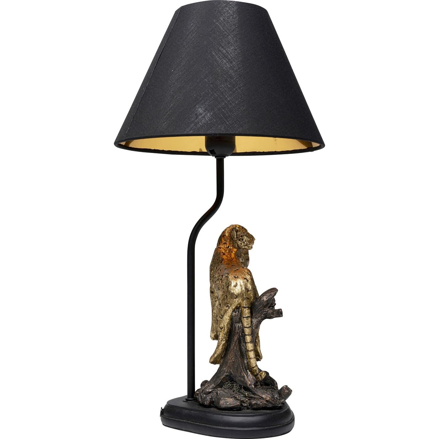 Kare Design Lámpara de Mesa Relax Leopard, Negro/Dorado, Motivo de Leopardo, Moderna, Altura 50cm, Luz Decorativa, Decoración para Dormitorio y Sala de Estar, sin Bombilla Incluida
