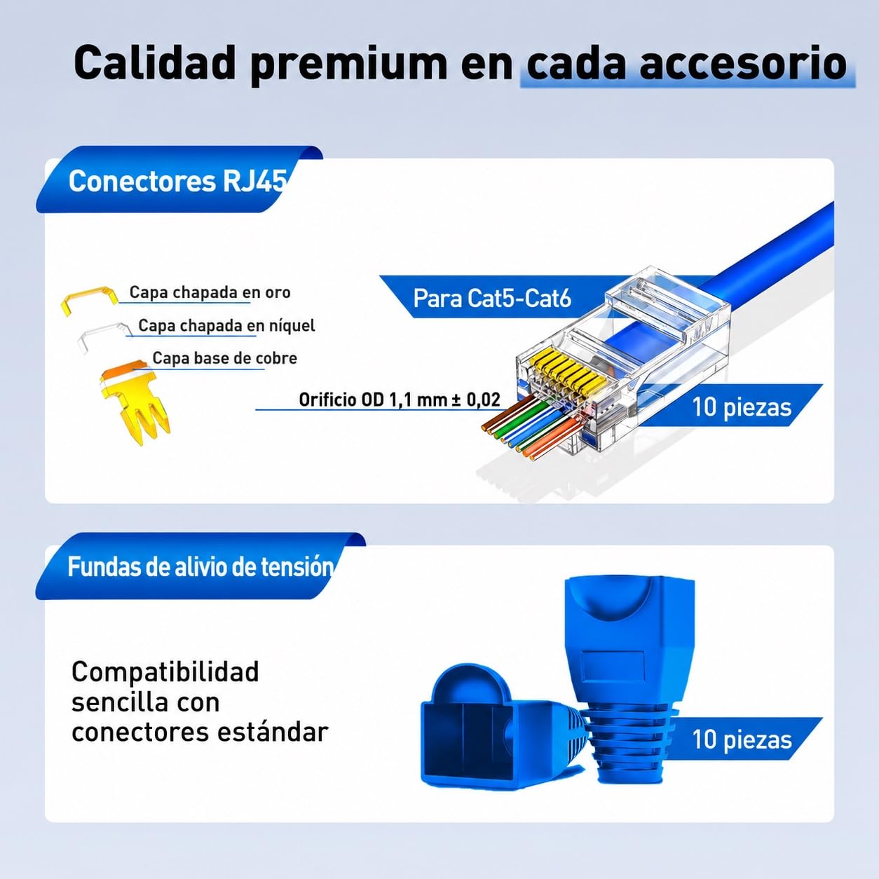 Juego de herramientas de red profesional 14 en 1: pinzas engarzadoras RJ45, Cat6 passthrough y botes protectores, probador de cables, pelacables, herramientas de perforación Ethernet