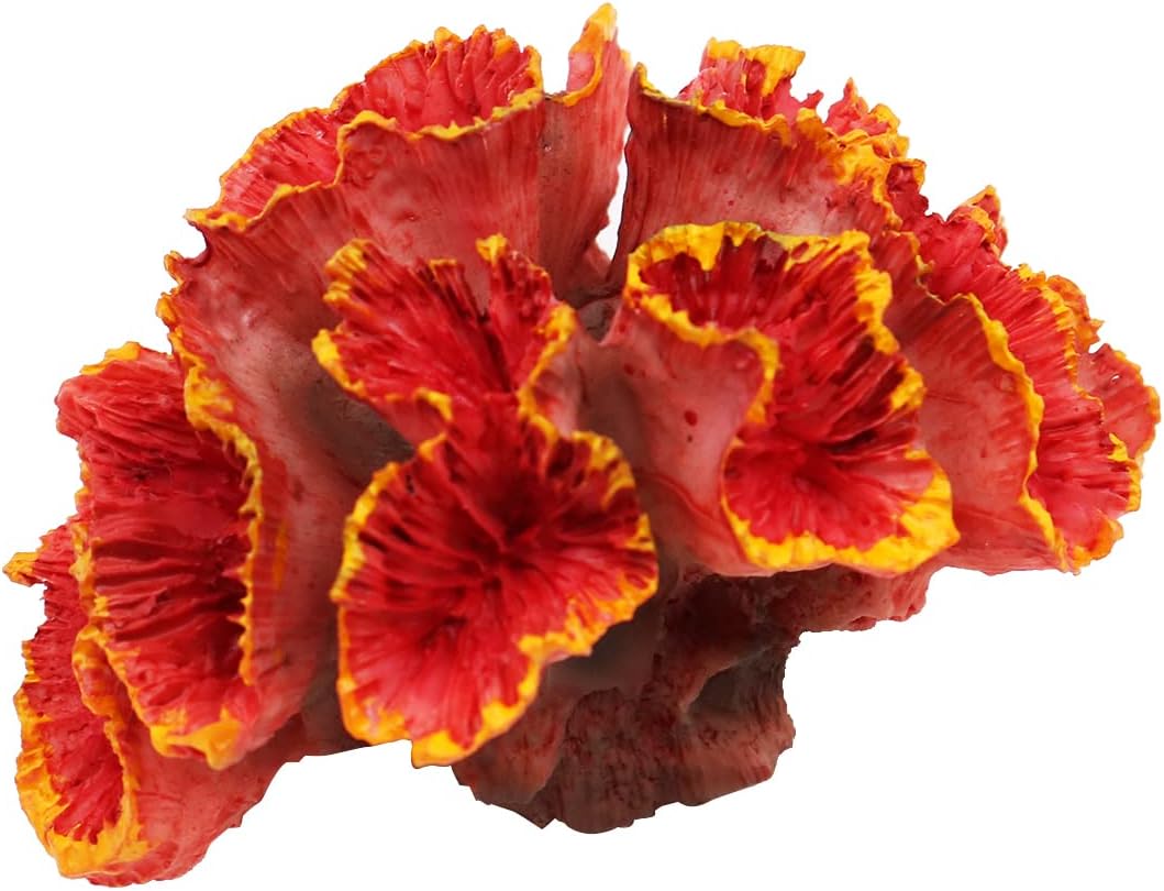 Artificial Simulation Coral Decor- Aquarium Decoration Underwater Plants Non-Toxic Landscaping Fish Tank Decor Landscaping Ornament Coral, Size 8 * 6 * 5CM (Orange)