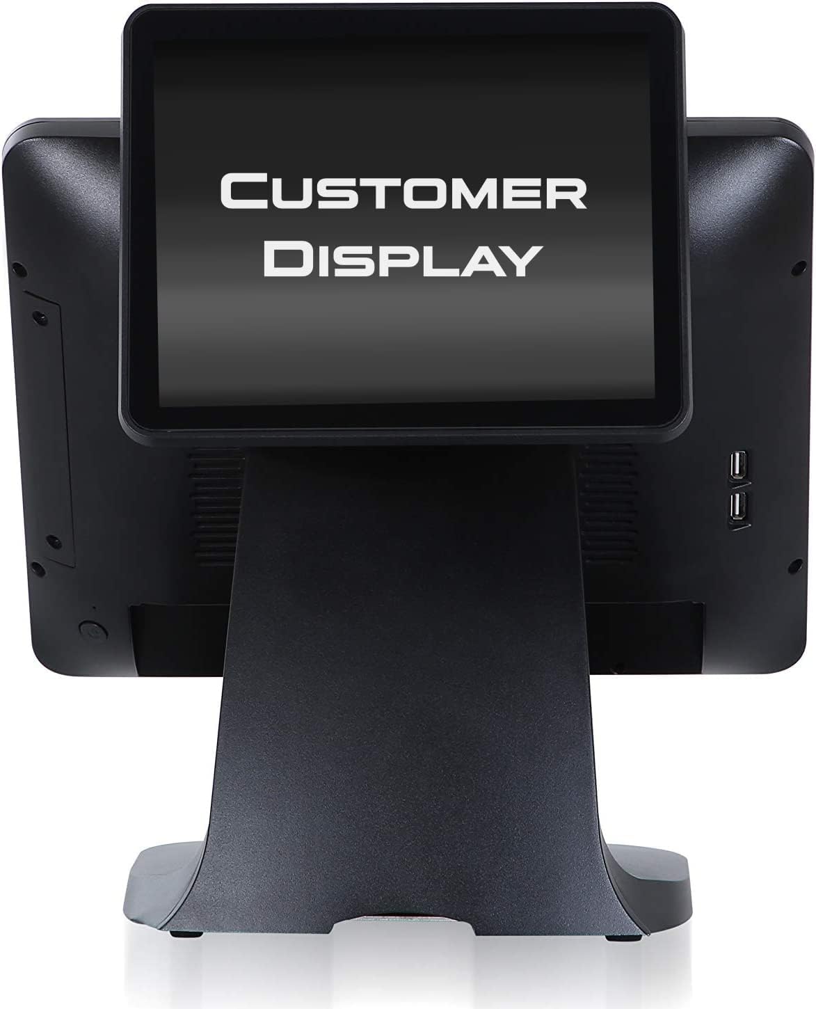 InTouchPOS 15 Inch Touchscreen Monitor with a Customer Display – All in One POS Workstation PC with Flat Seamless Design for Restaurant, Office, Retail, Super Market, Warehouse, and More
