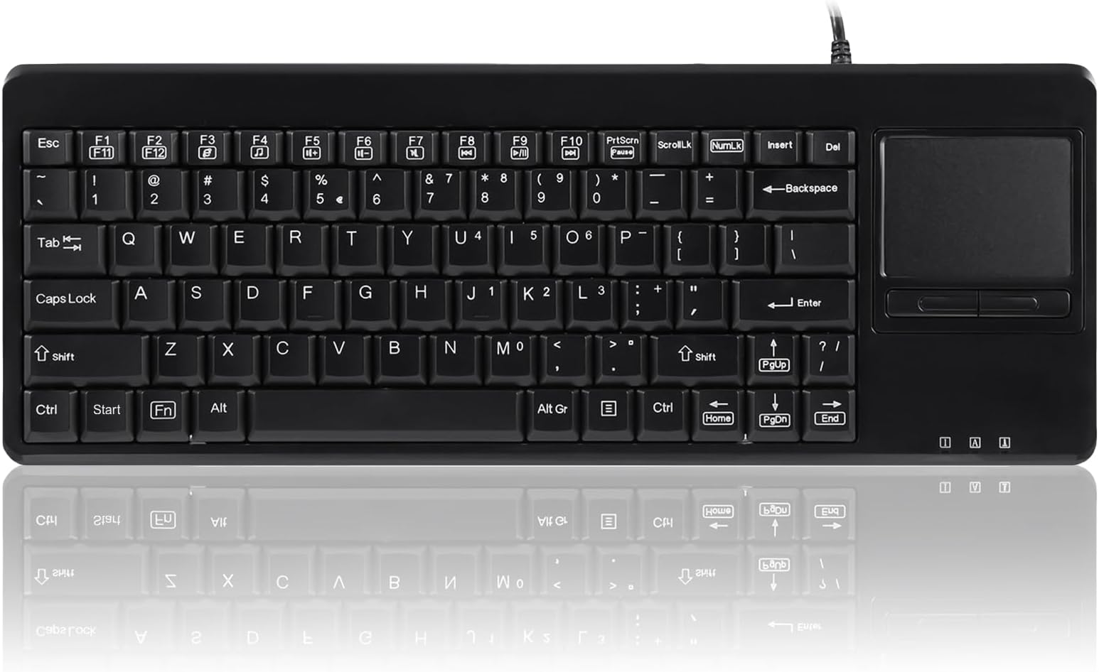 PERIBOARD-515H Compact USB Keyboard with Built-in Touchpad & Dual USB 2.0 Hubs – 81-Key Rack-Mount Design for 19" Drawers, Kiosks & Industrial PCs