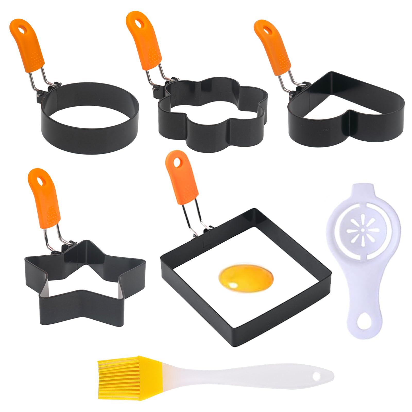 Wowitis Omelett-Ringe 20,3 Cm & Zubehör – Antihaft-Edelstahl Mit Silikongriff, Inkl. Ölpinsel & Eiertrenner – Für Perfekte Frühstücks-Eier