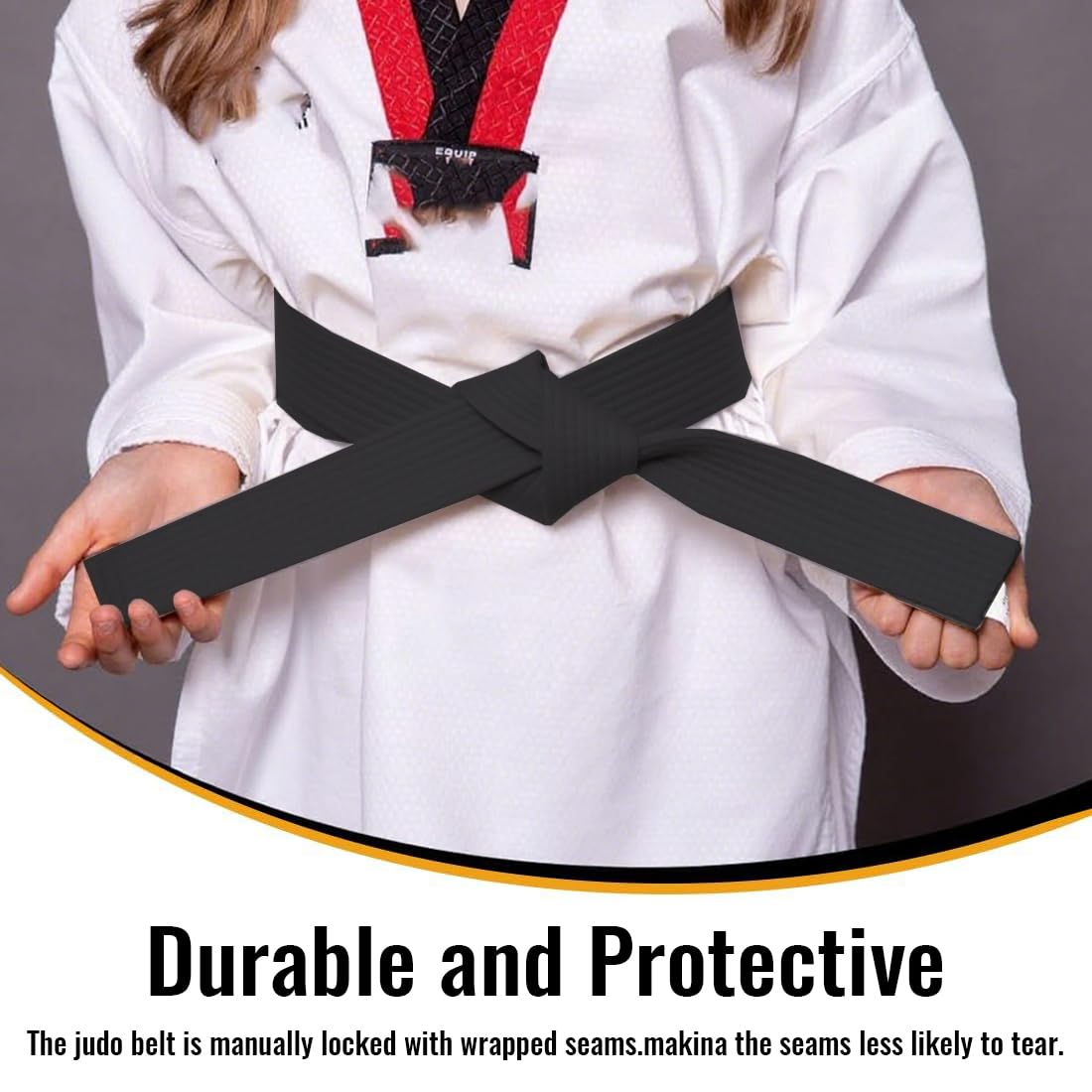 1 pcs Ceintures D'arts Martiaux, Noir Ceintures de Judo, Ceinture de taekwondo professionnelle pour karaté ceinture de sport Ceinture Accessoire de sport de combat Taekwondo, 220cm - 3