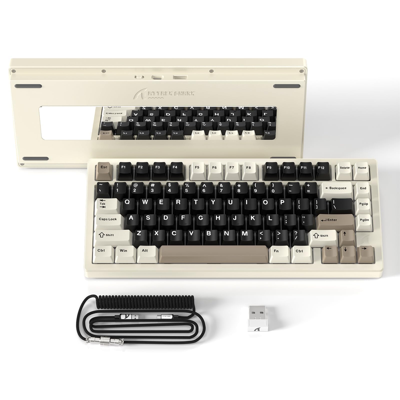 ATTACK SHARK X75 Via Aluminum Full Wireless Gaming Mechanical Keyboard, BT/2.4G/USB-C, RGB Interchangeable Linear Switches, 75% QWERTY Design with 5 Damping Layers -White