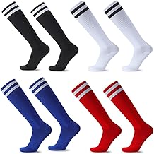 KOLZEMV 4 Paires Chaussette Foot Enfant, chaussette antidérapante foot, Chaussettes de Sport Garçon,Chaussettes de Football Antidérapantes, pour Garçons pour Entraînement au Football, Course,Sport