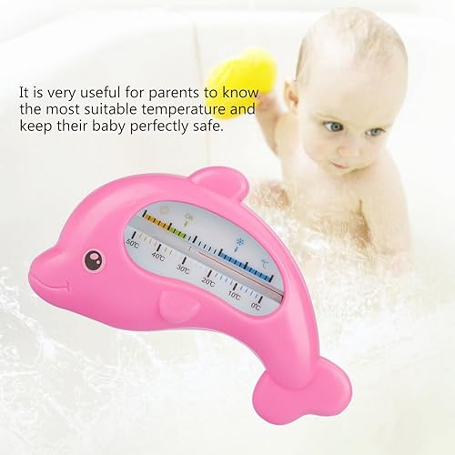 Miniatura 4 de Termómetro de baño para bebé, con forma de delfín, medidor de temperatura ambiente para bañera o interior (delfín rojo rosa)