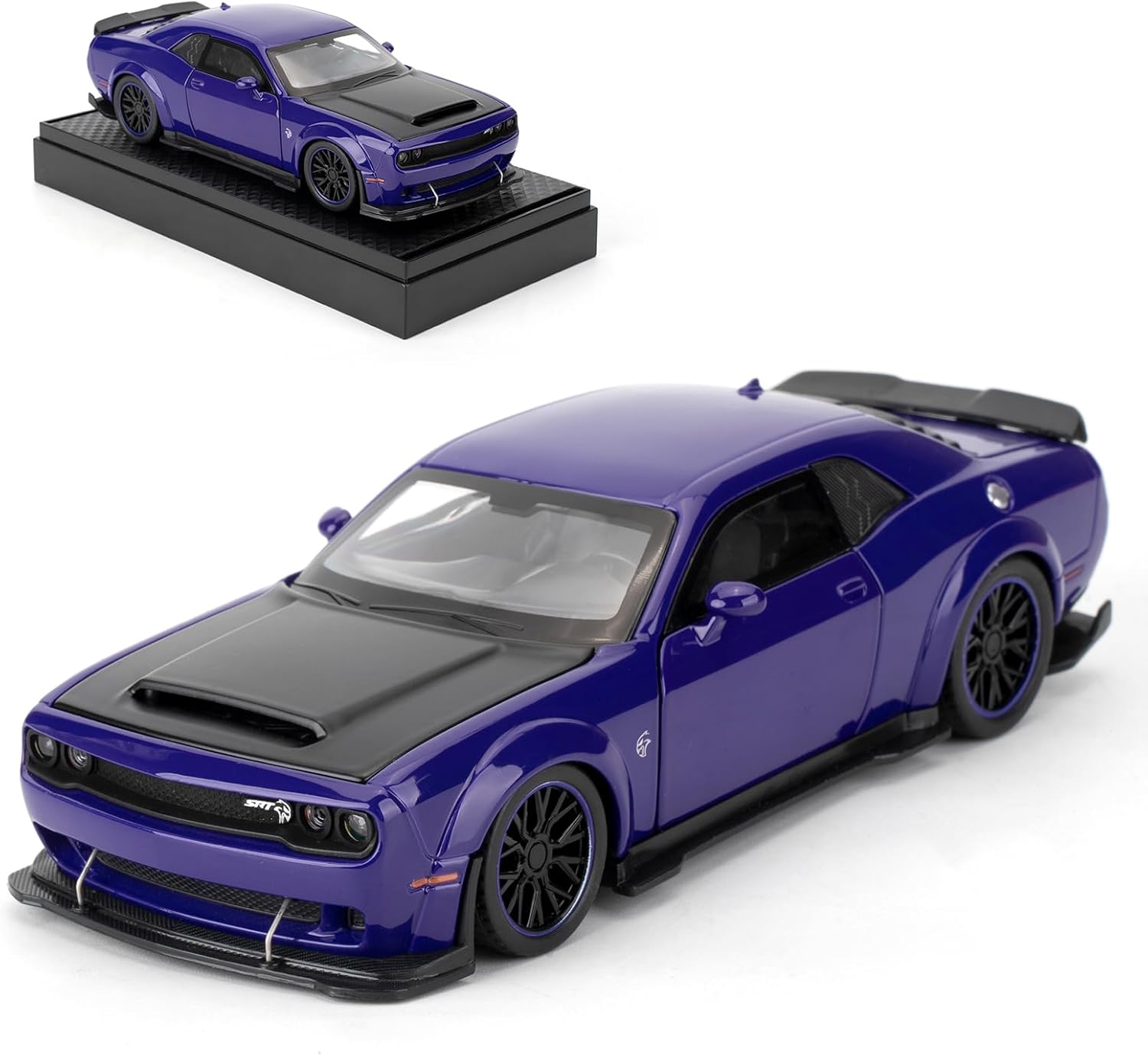 Toy Cars 1:32 Compatible for Dodge Challenger SRT Hellcat Model Cars, Pull Back Die-cast Vehicles, Collectible Cars with Sounds?Lights for Kids Boys Girls and Adults, Gift Purple