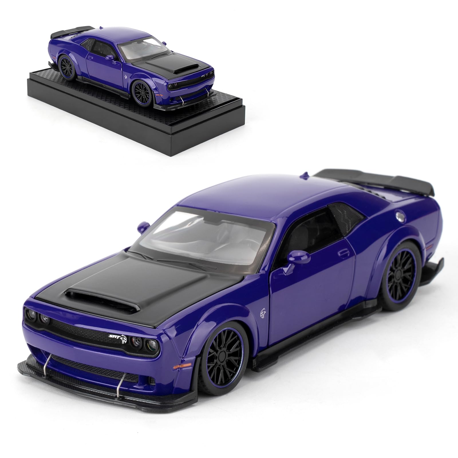1/32 Dodge Hellcat Model Cars,Diecast Alloy Toy Car with Sound and Light Functions, Collectible Pull Back Vehicle, Gift for Children Purple
