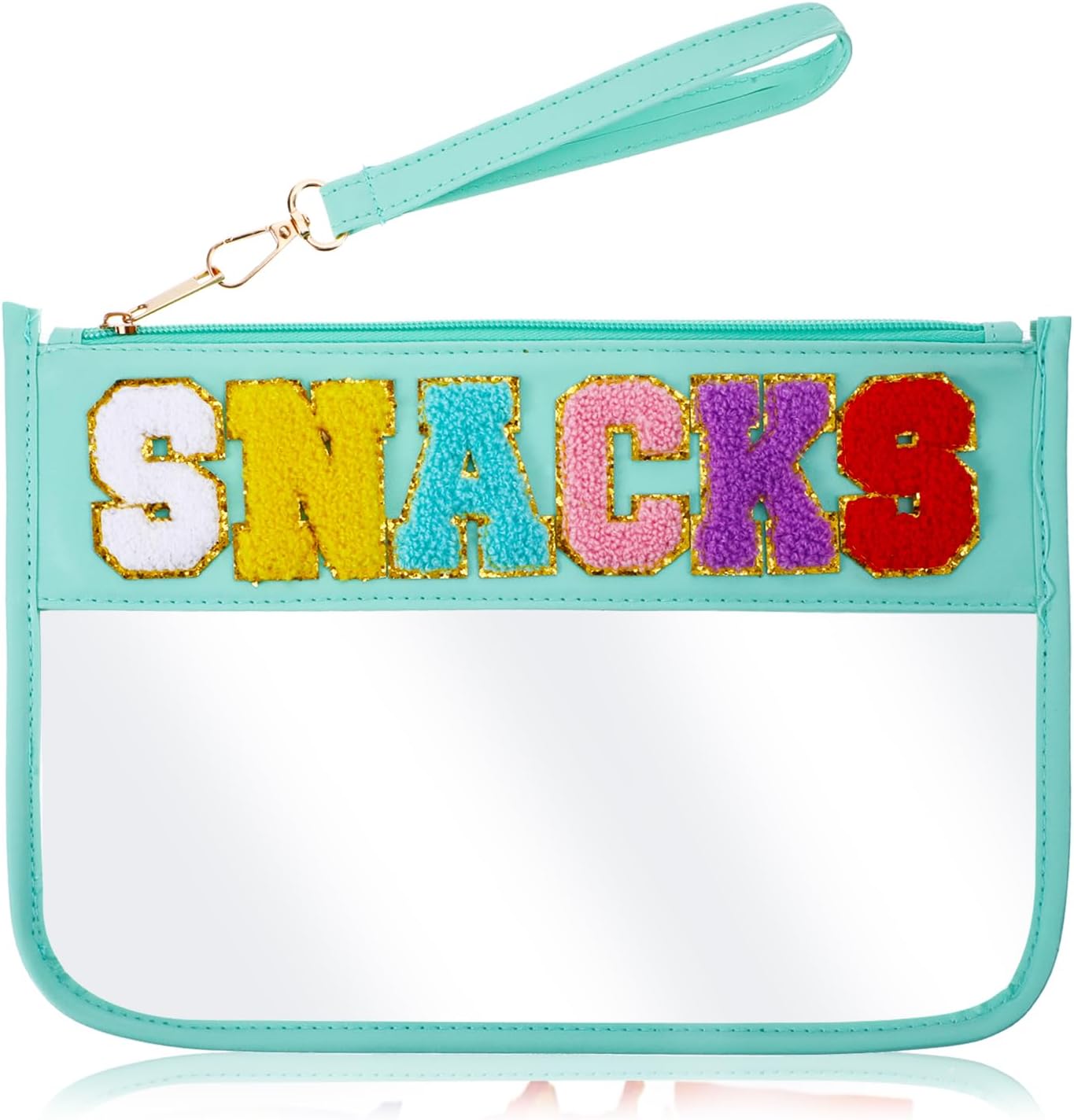 Clear Snacks Bag for Travel, Waterproof Chenille Letter Makeup Bag Portable Snack Bags Pouch with Wrist Strap Zipper Cosmetic Tote Bags for Women Travel Clear Snacks Bag for Travel, Waterproof Chenille Letter Makeup Bag Portable Snack Bags Pouch with Wrist Strap Zipper Cosmetic Tote Bags for Women Travel