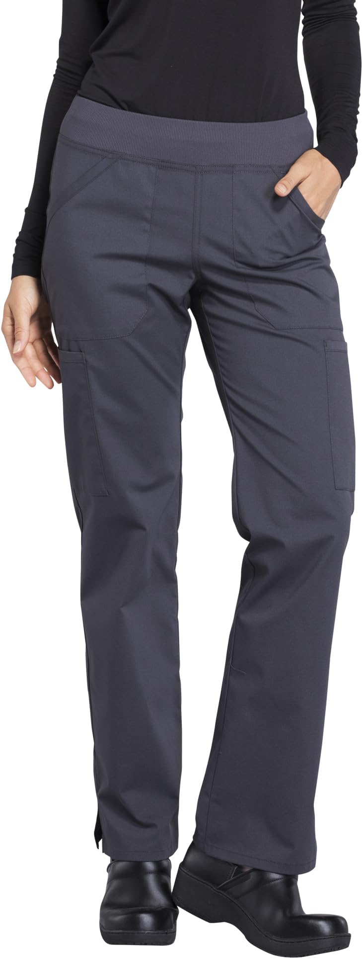Women's Scrub Pants Mid Rise Straight Leg Pull-on Cargo Pant with 6 Pockets & 2-Way Stretch Fabric - WW170