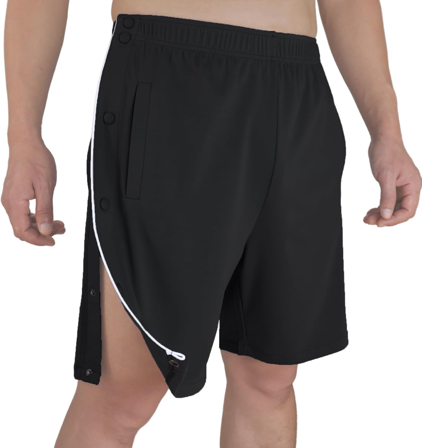 Tear Away Shorts for Men Post Surgery Snap Knee Leg Hip Surgical Leg Side Open Pants - Image 2