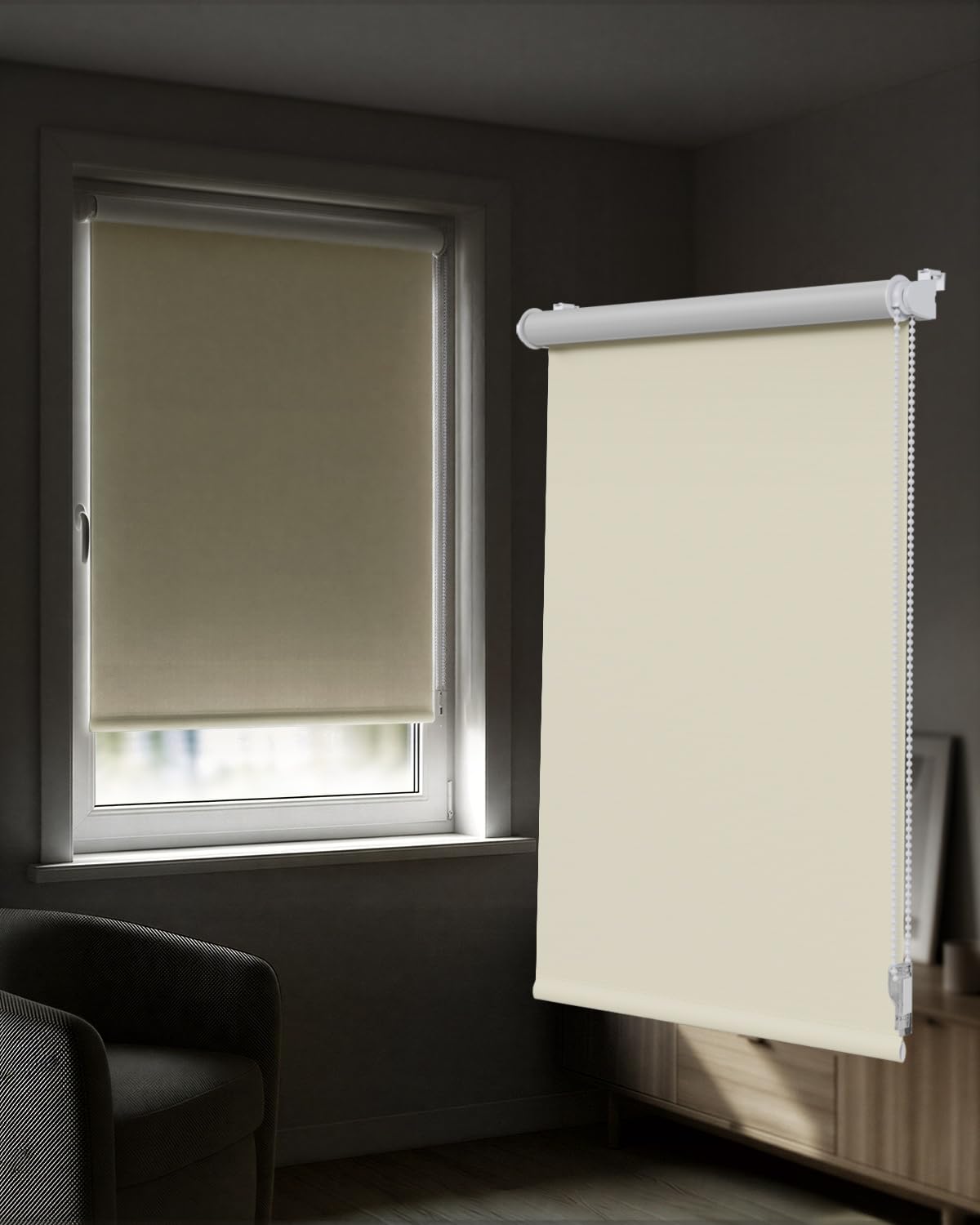 Victoria M. Tenebra Store Obscurcissant Occultant avec Et sans Perçage, Matériel De Montage Inclus, 150 x 160 cm, Blanc crème