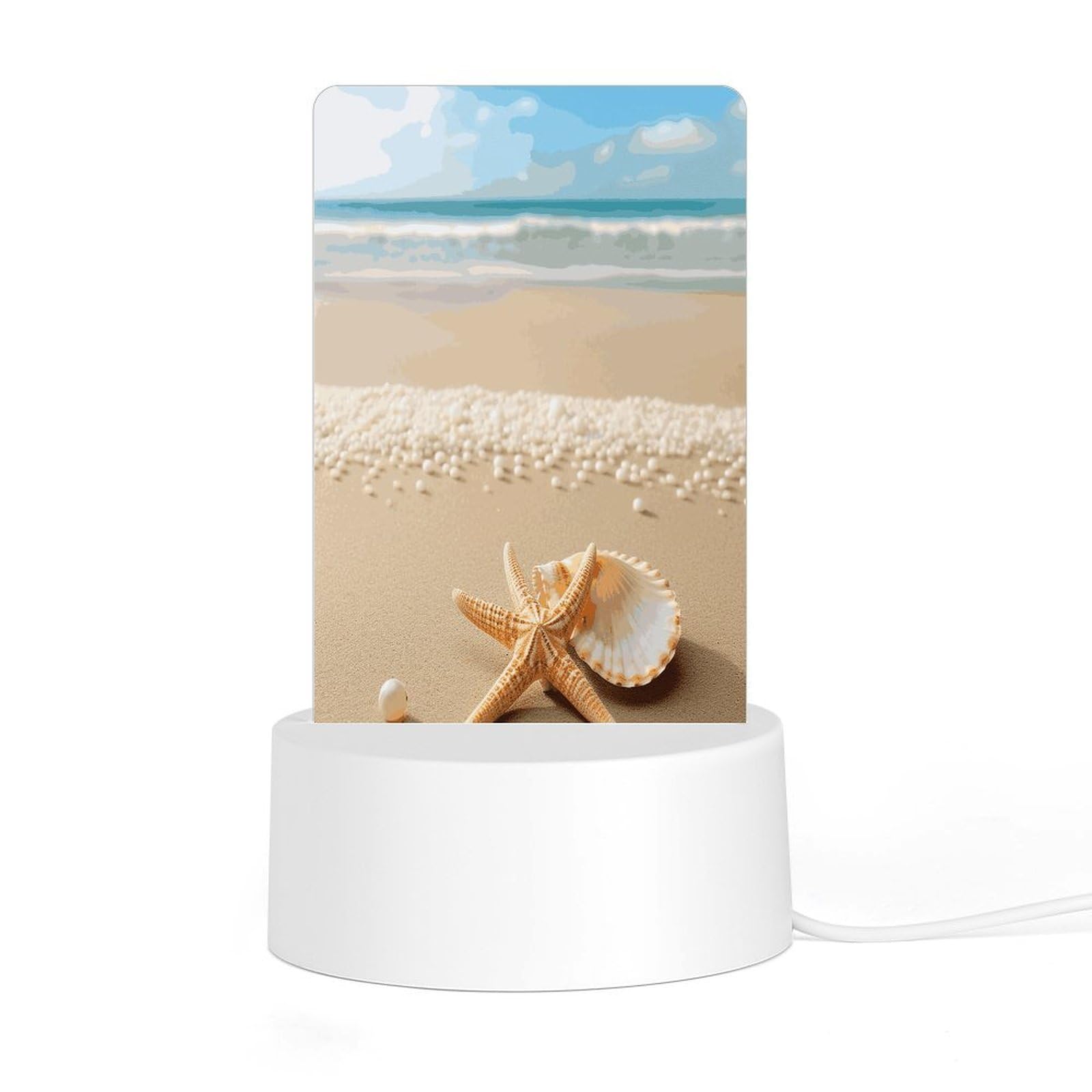 Adfgyerh Style Starfish Shell And Beach Night Light Acrylic Material Easy Installation, Home Decor Usb Interface Power Supply, Lamp For Restaurant Bar Cafe Room Decor