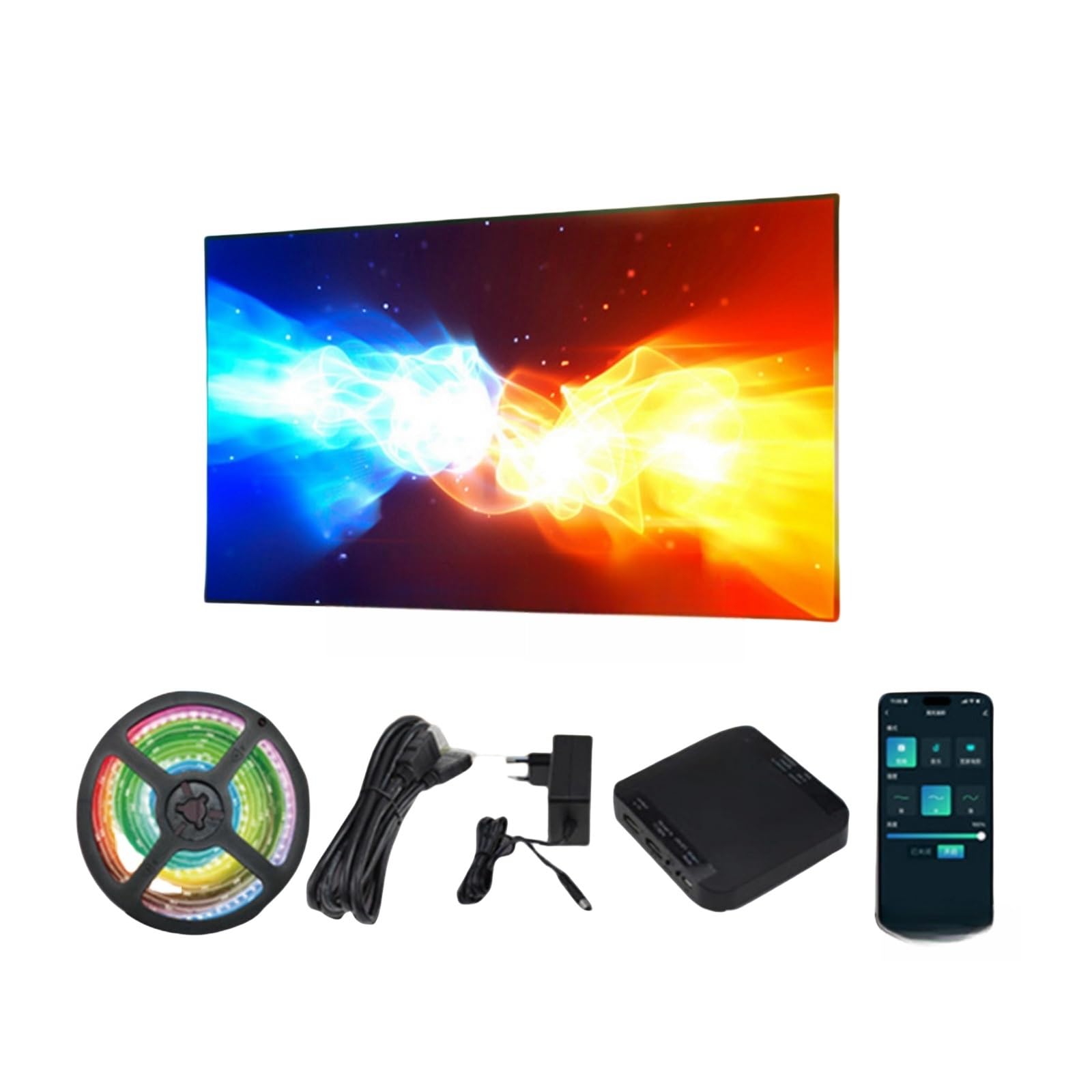Tv Retroilluminazione A Led APP Streaming Striscia Luminosa Colorata Tv Retroilluminazione Sincronizzata Con Scree Tv Con Luce Dello Schermo Controllo Vocale Sincrono Luce Ambientale Di Fondo(75-85in)