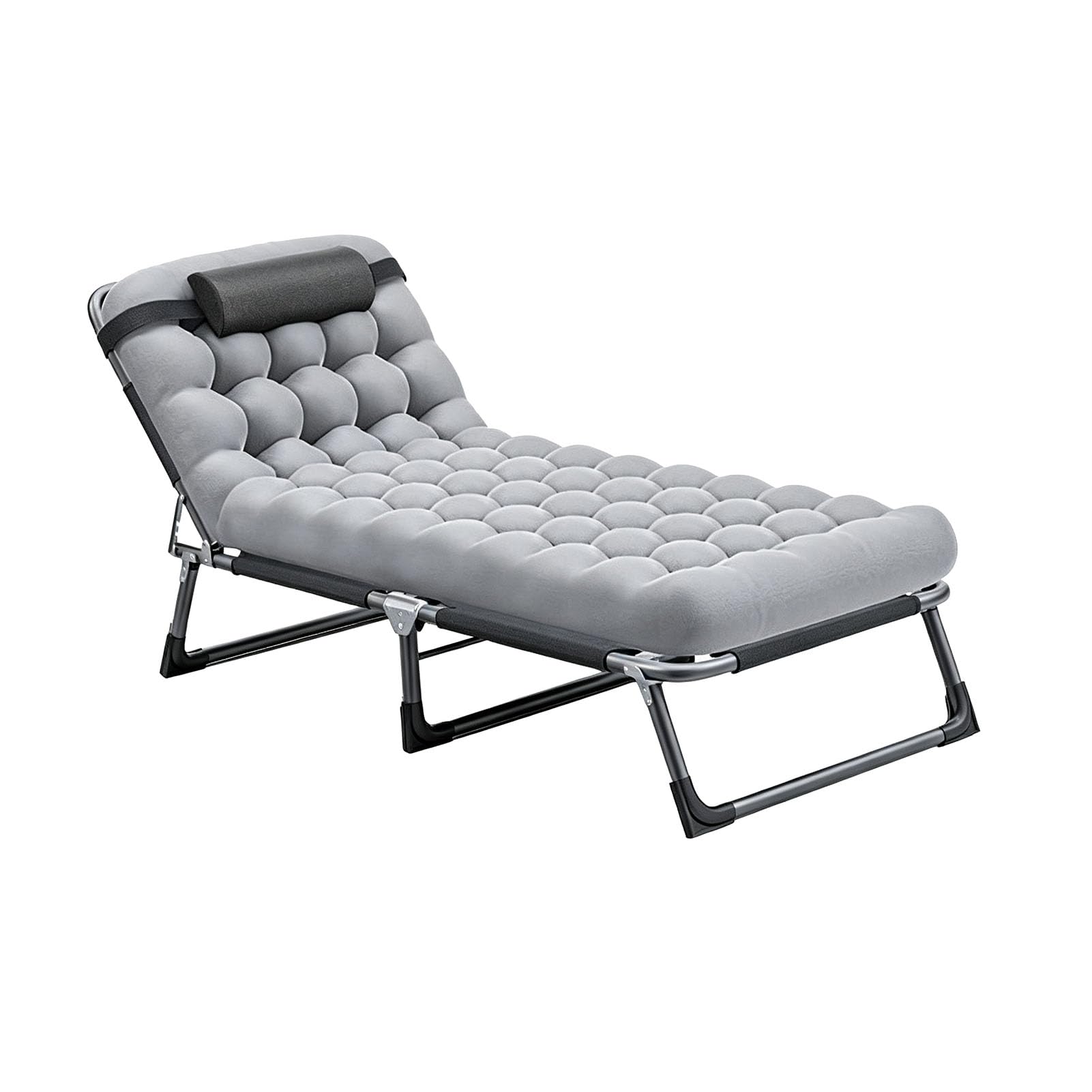 Jyhcd Soft Cushion Reclining Sun Lounger Chair Folding Camping Bed