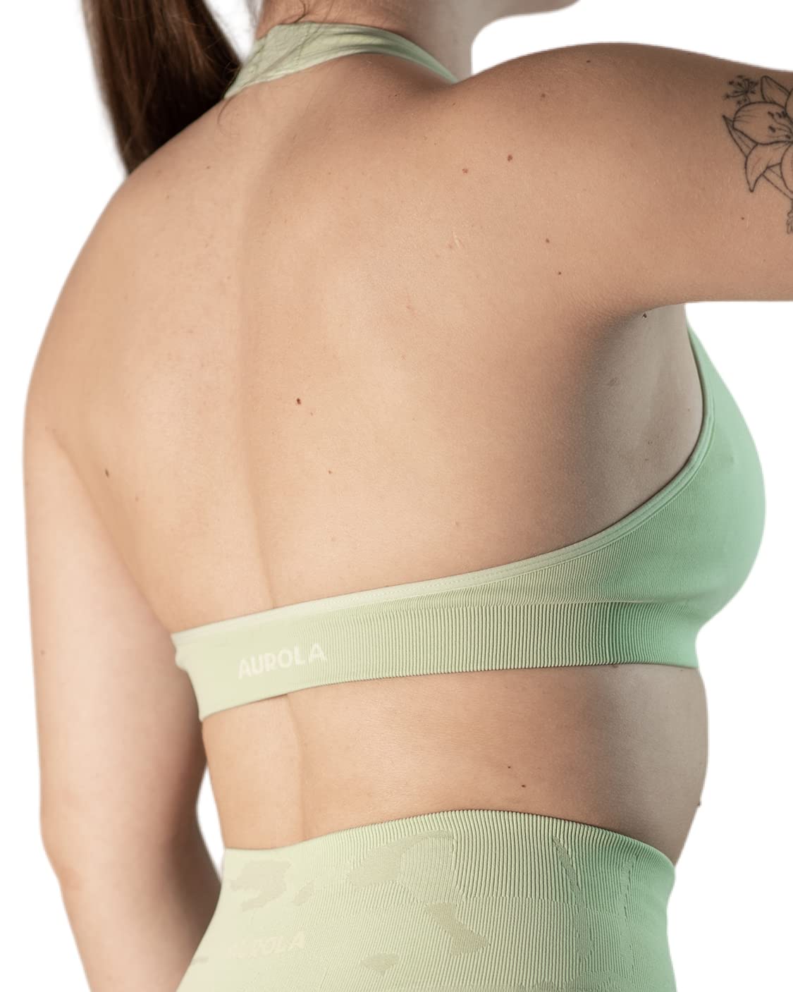 AUROLA Moon Seamless Halter Backless Sport Bra for Women Adjustable Padded Active Workout Gym Yoga Crop Tank Top