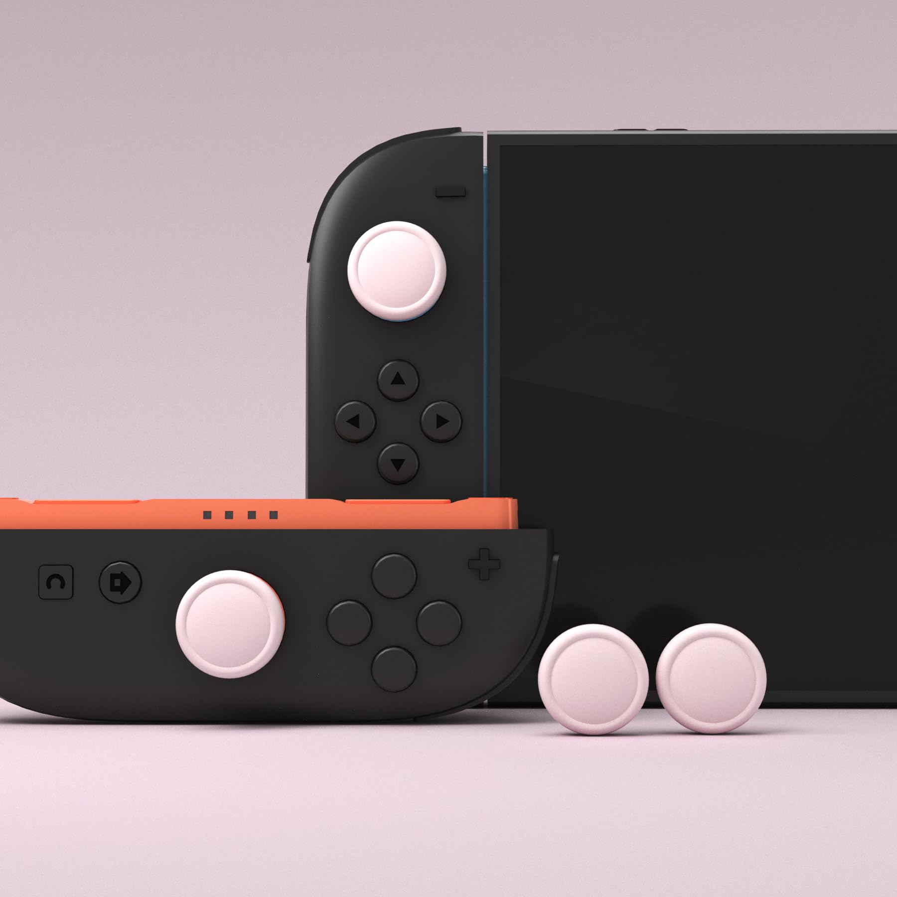 PlayVital 4 Piezas de Agarres para el Pulgar para Nintendo Switch 2 (2025), Tapas de Silicona para Joysticks, Tapones para Joycon, Diseño Ergonómico, Cómodo y Antideslizante (Rosa) - 3