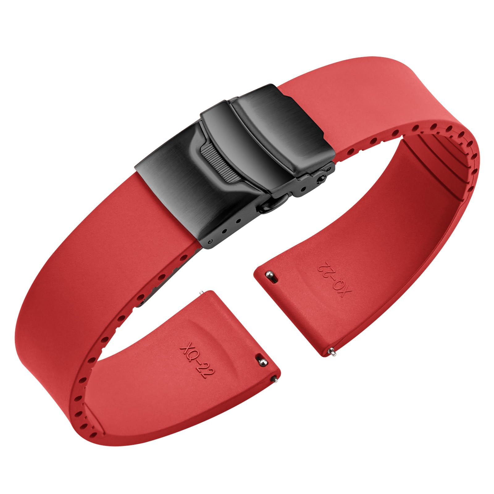 Uhrenarmband Fluorkautschuk mit Faltschließe Cut-to-Size FKM Kautschuk Gummi Armband Schnellverschluss Weiche Langlebig Universal Ersatzarmband Watch Band 18mm 19mm 20mm 21mm 22mm