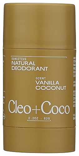 CleoCoco - Desodorante natural para mujeres y hombres sin aluminio con aceite de coco carbón activado para protección contra olores de 24 horas
