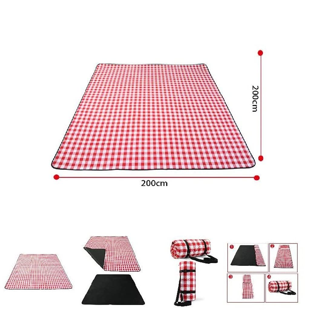 TILEZE Couverture Douce Respirante Épaissir Coussin pour Couverture Imperméable Pliante Extérieure Camping Plage Plaid Tapis De Pique-Nique/Rouge/150 * 200Cm
