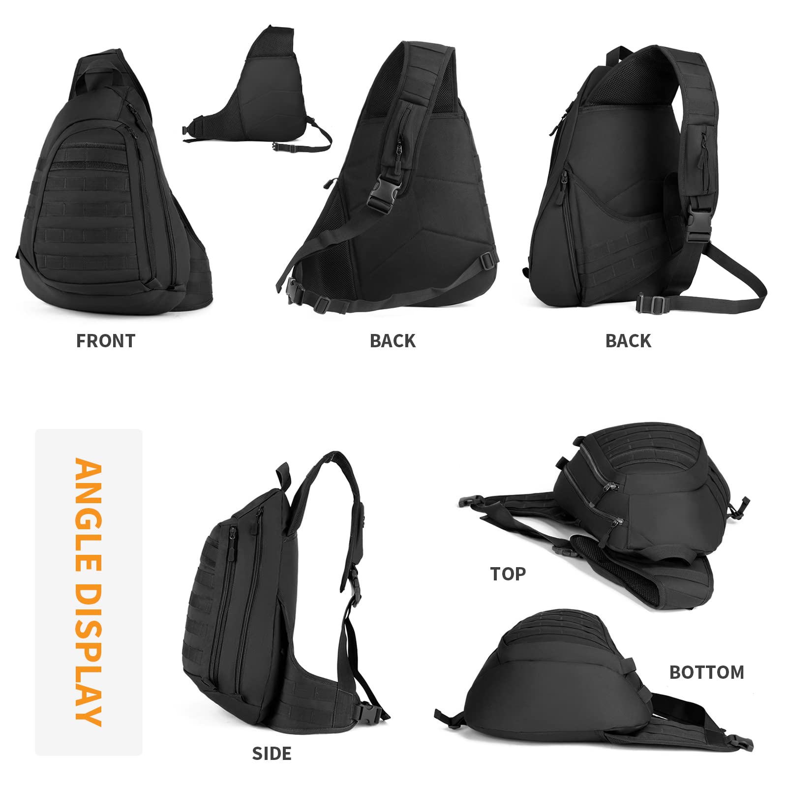 HUNTVP Sac de Poitrine,Sac à Dos Homme Tactique Militaire Molle Backpack Multifonction en Nylonpour Voyage Randonnée Camping Trekking Excursion Sport Chasse Cyclisme