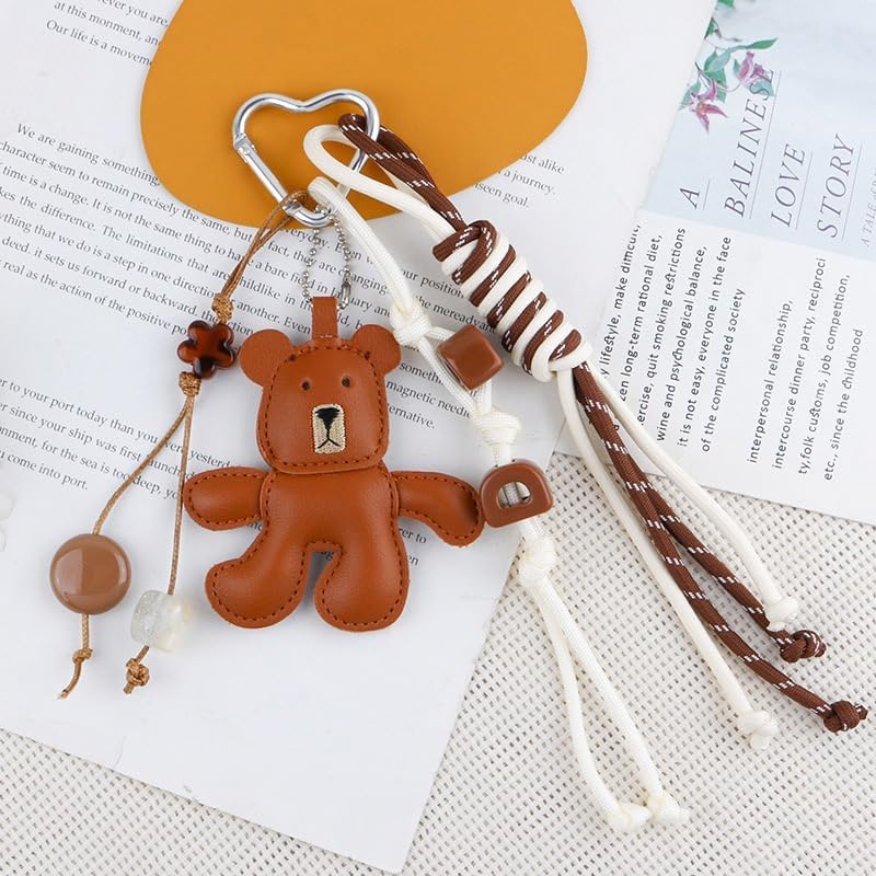 LRTJ Keychains,Leather Bear Bag Charms for Tote Bag,Purse Charms for Handbag for Women - Image 3