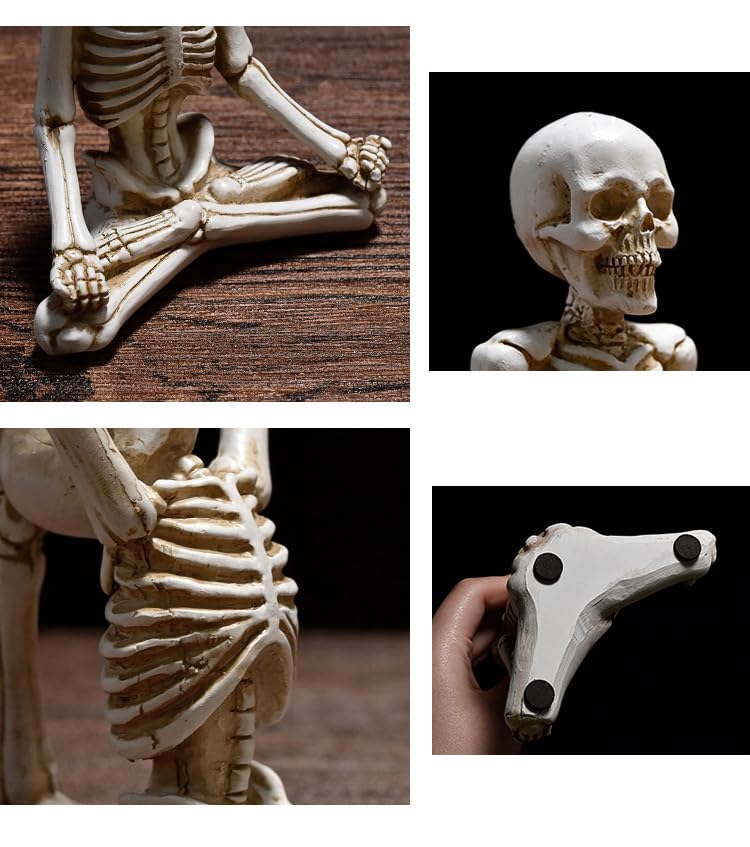 Set de 4 Figuras de Calaveras de Yoga Decoración Halloween miniatura 5