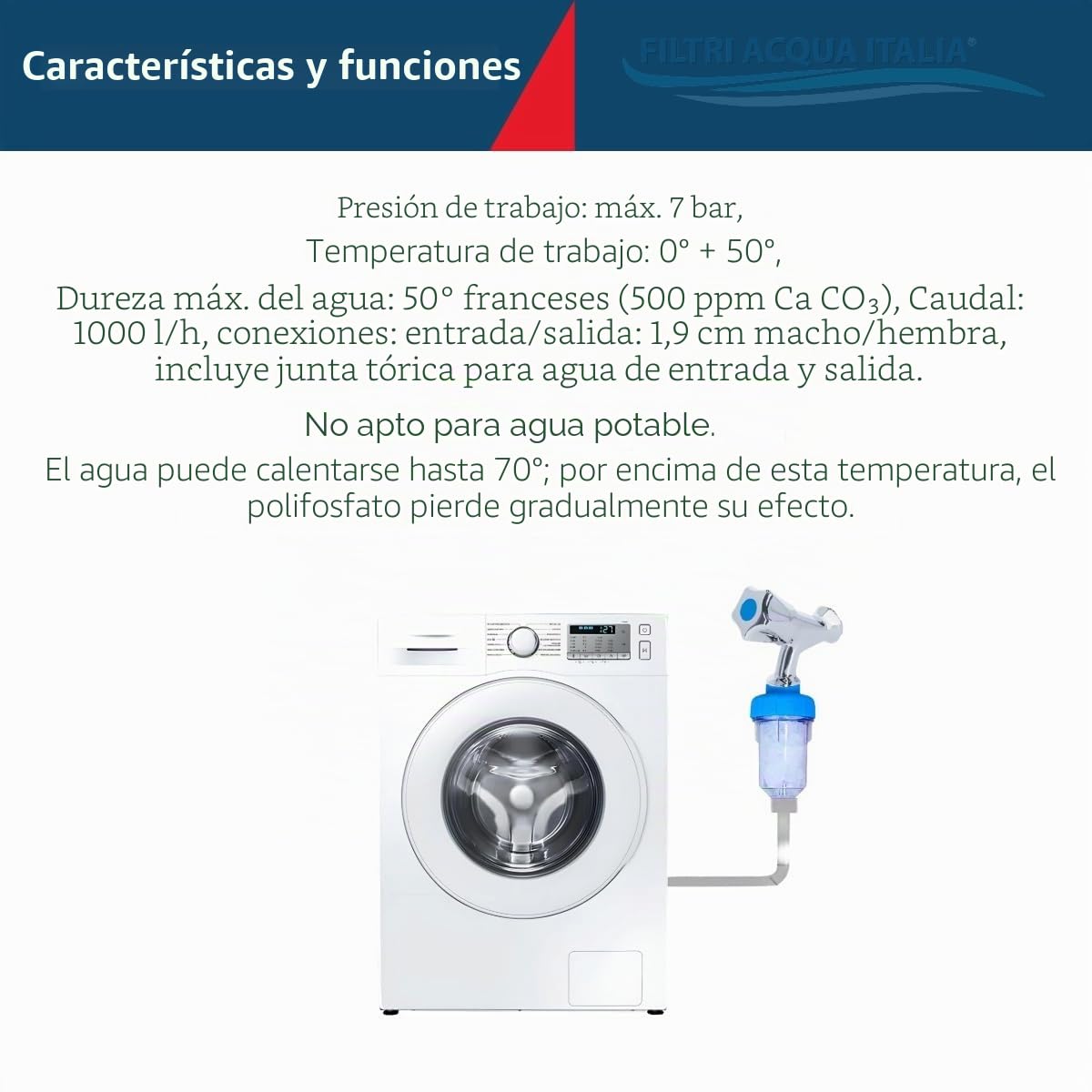 Filtro antical para lavadora con 10 recargas de polietileno de 1,5 kg.