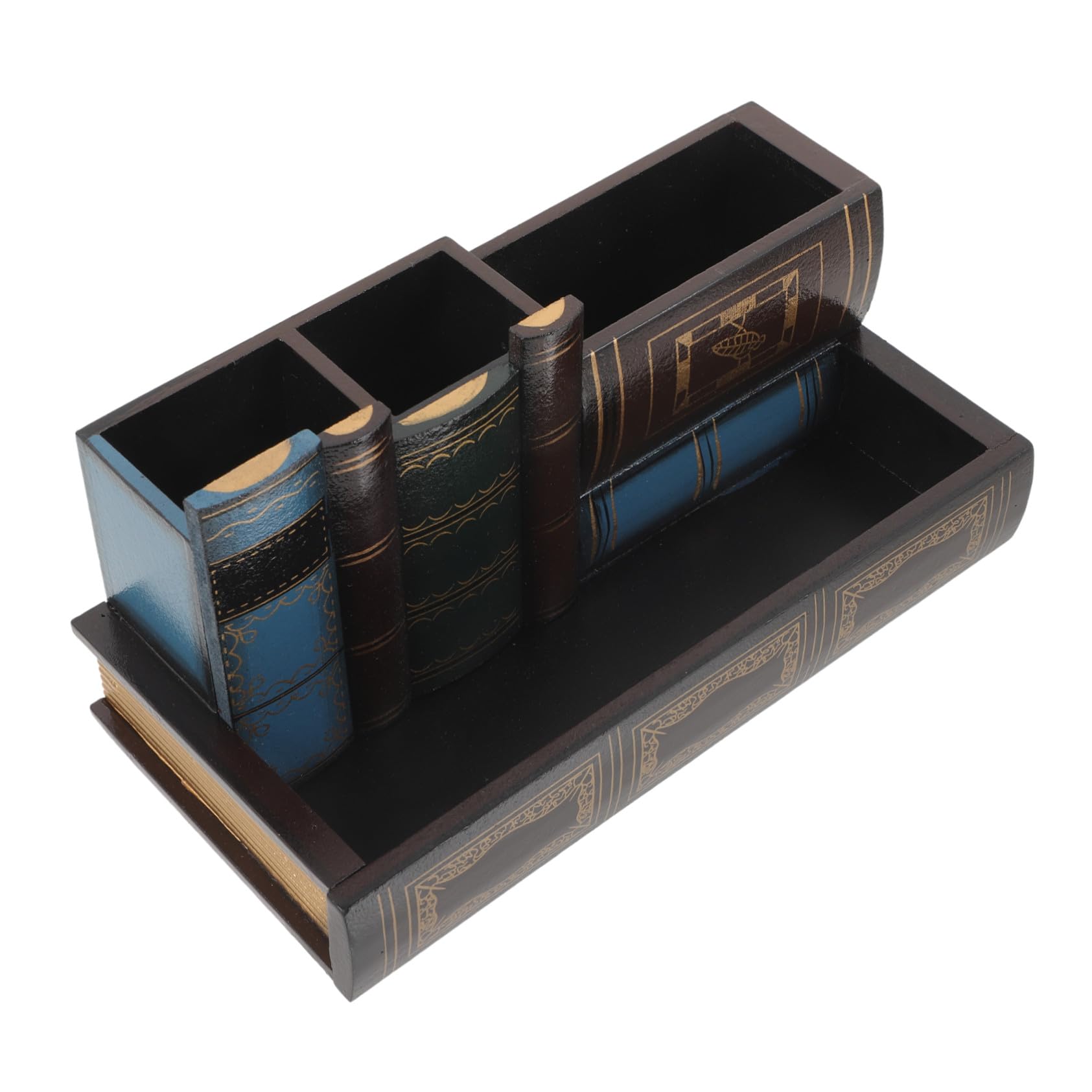 Pot à stylos rétro et porte-papeterie en bois pour organiser le bureau