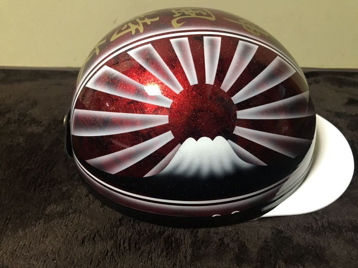 Amazon.co.jp: 7色ラメ ラップ塗装 富士日章 コルク半 ヘルメット 