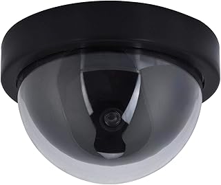 Dummy Fake Security Camera Outdoor Indoor Simulated Dome Surveillance Camera with Flashing Flashing LED Light for Home Office (Without Battery)