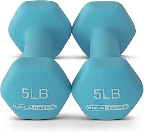 Miniatura 8 de HolaHatha - Juego de mancuernas de neopreno y estante para entrenamiento en casa, 32 lb, azulrojo