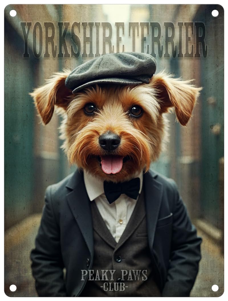 The Original Metal Sign Yorkshire Terrier Small (150 X 200Mm) Metal Sign - Peaky Paws Club - (Yorkie)