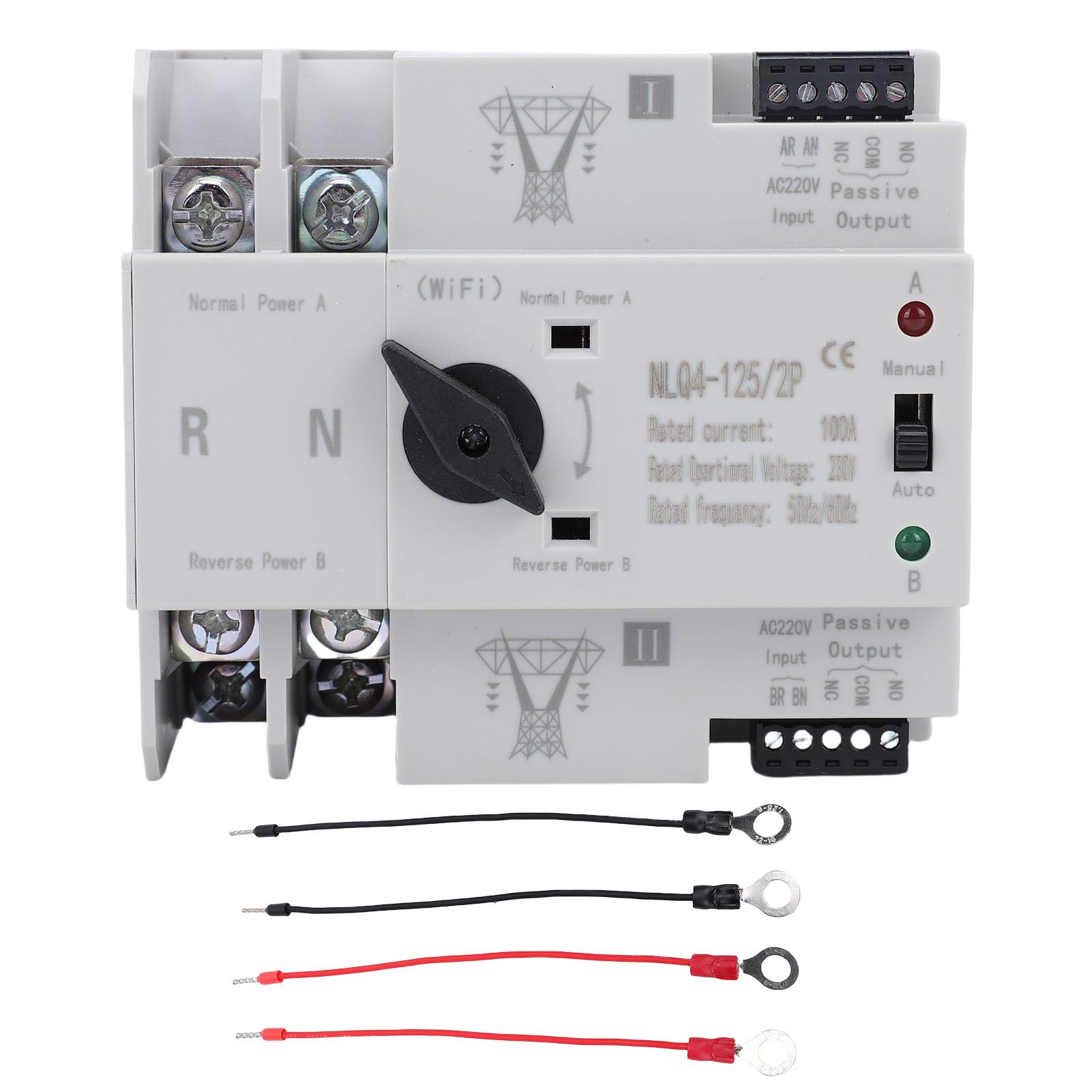 Sxhlseller Interruptor de Transferencia Automática de Doble Potencia con Control WiFi y Materiales Premium para Laboratorio de Fábrica en el Hogar, 2P 100A ATS