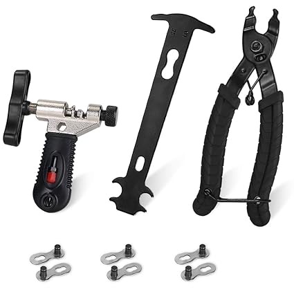 AutoWT Bicycle Chain Repair Tool Kit, Cycling Bike Master Link Pliers Remover & Chain Breaker Splitter Cutter & Chain Wear Indicator Checker & Reusable Missing Connector for 6/7/8/9/10 Speed Chain
