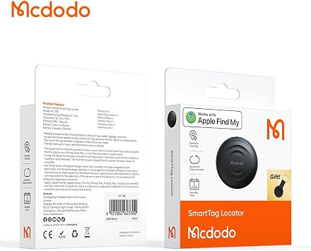 Mcdodo AT-7201 Airtag Apple Compatible Smart Tracking Device Black Keychain Case Gift