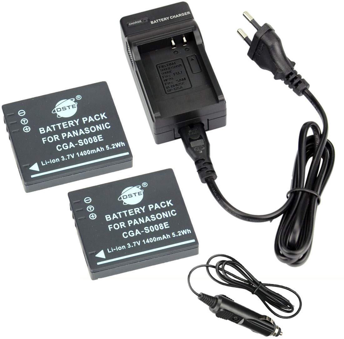 DSTE 2x S008E Li-ion Battery Compatible for Panasonic Lumix DMC-FX520