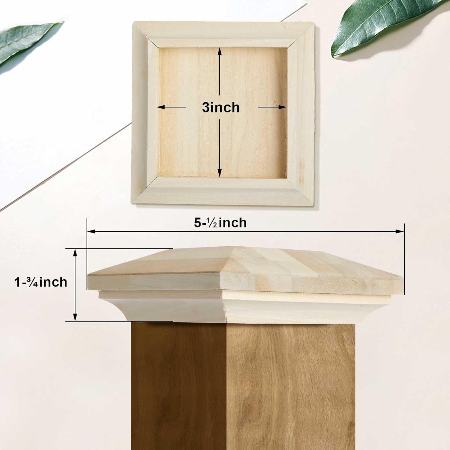 sasylvia 2 pcs 3" x 3" wood newel post cap fence post cap for topper top resistant decking caps for indoor outdoor fences decks and mailboxes cover 2 3" x 3"